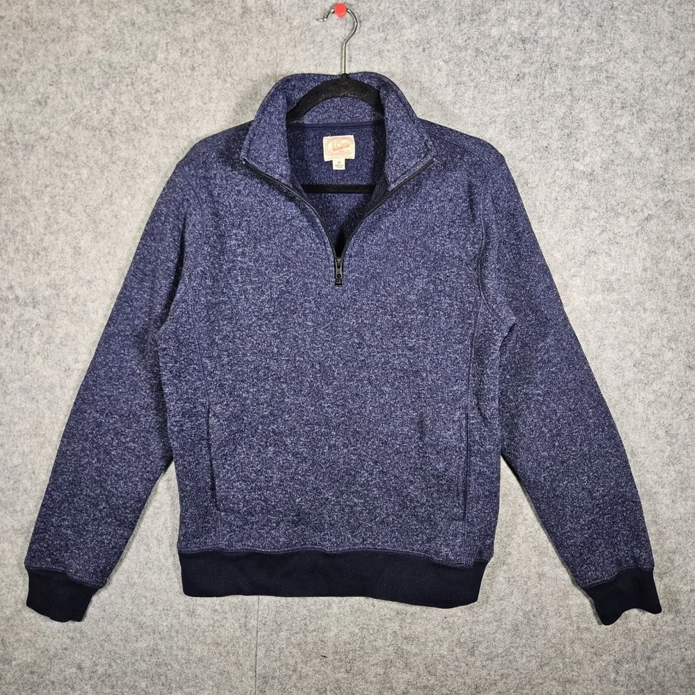 J. Crew Mens Blue Marl 1/4 Zip Pullover Sweater Preppy Classic Size M